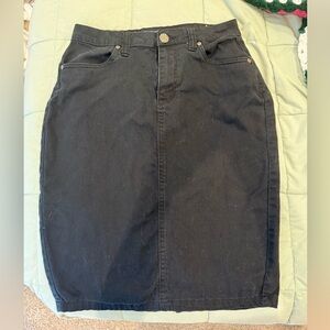 Black Knee length Lexi Jean Skirt, Size 6